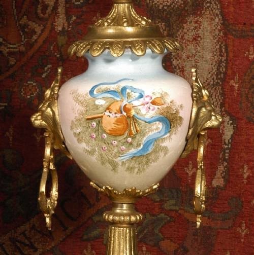 fig 3. ***** SOLD ***** Large Antique French Porcelain and gilt Clock Set - A.D Mougin